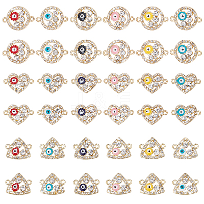 36Pcs 18 Style Rack Plating Light Gold Alloy Enamel Links Connectors ENAM-PH0001-88-1