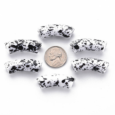 Opaque Spray Painted Acrylic Beads MACR-S372-001F-B04-1