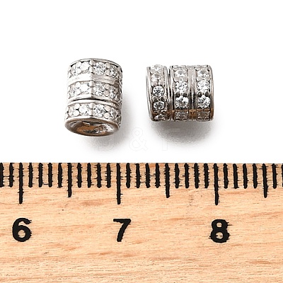 925 Sterling Silver Micro Pave Clear Cubic Zirconia Beads STER-F061-03A-P-1