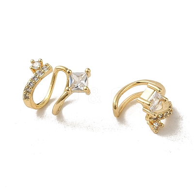 Brass Micro Pave Cubic Zirconia Cuff Earring EJEW-L271-09KCG-01-1