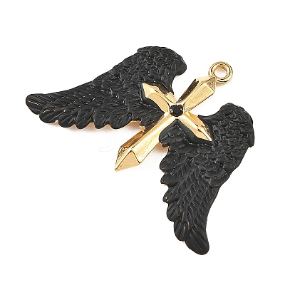 Baking Paint 304 Stainless Steel with Rhinestone Pendants STAS-Z186-03G-02-1