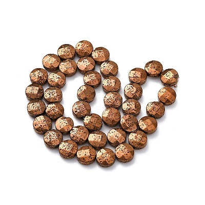 Electroplated Natural Lava Rock Beads Strands G-A256-F01-01D-1
