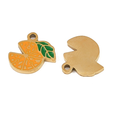 Fruit 304 Stainless Steel Enamel Charms STAS-C137-04C-G-1