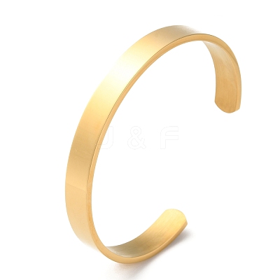 304 Stainless Steel Plain Cuff Bangles for Women BJEW-P344-01B-G-1