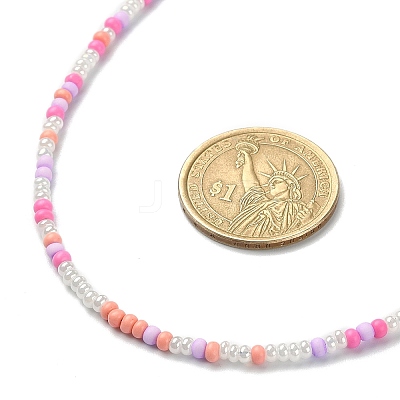 Glass Seed Beaded Necklace NJEW-JN04360-1