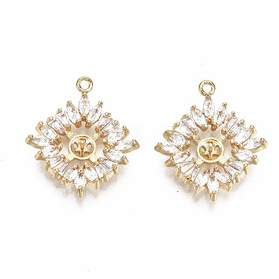 Brass Micro Pave Clear Cubic Zirconia Peg Bails Pendants KK-T056-88G-NF-1