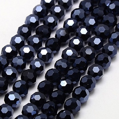 Full Plated Faceted(32 Facets) Round Electroplate Glass Strand Beads X-EGLA-J042-4mm-F01-1
