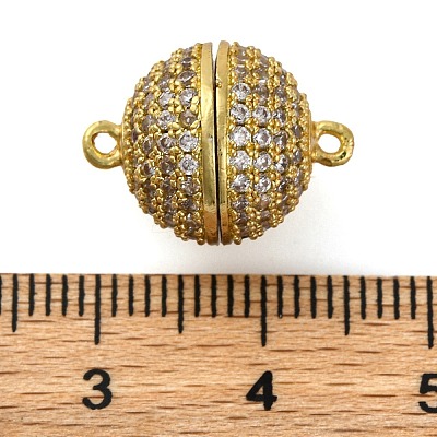 Brass Micro Pave Clear Cubic Zirconia Magnetic Clasps KK-A230-02B-G-1