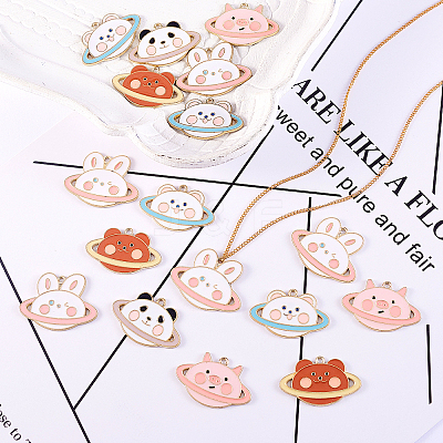 25Pcs 5 Style Zinc Alloy Enamel Pendants ENAM-CJ0001-104-1