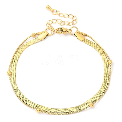 304 Stainless Steel Herringbone Chains & Snake Chain Bracelets BJEW-U019-04G-05-1