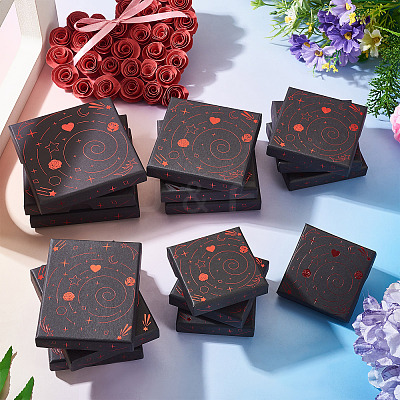 10Pcs Hot Stamping Planet Cardboard Jewelry Packaging Boxes CON-TA0001-44B-1