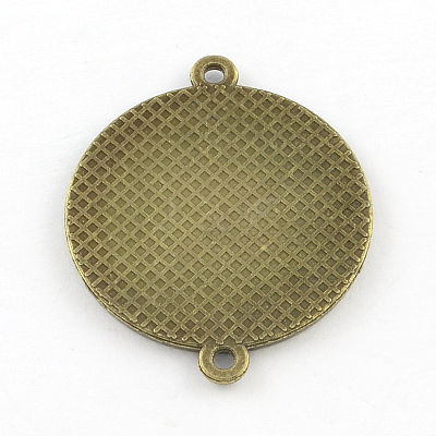 Tibetan Style Alloy Flat Round Cabochon Connector Settings TIBE-Q038-001F-AB-NR-1