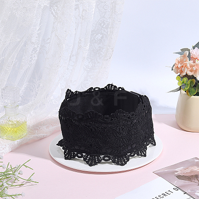 1Pc Polyester Flower Lace and PU Leather Elastic Waist Belts with Plastic Clasps for Women AJEW-HY0003-45-1