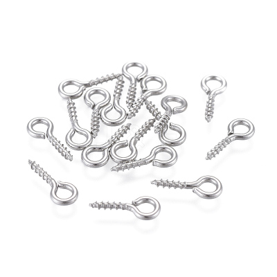 Non-Tarnish 304 Stainless Steel Screw Eye Pin Peg Bails X-STAS-K171-52P-10x4mm-1