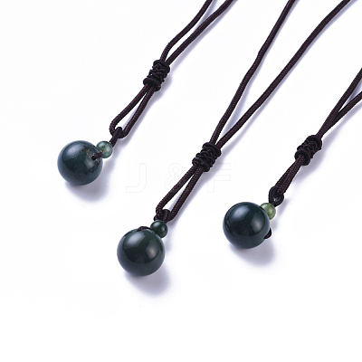 Natural Moss Agate Pendant Necklaces NJEW-P241-A04-1