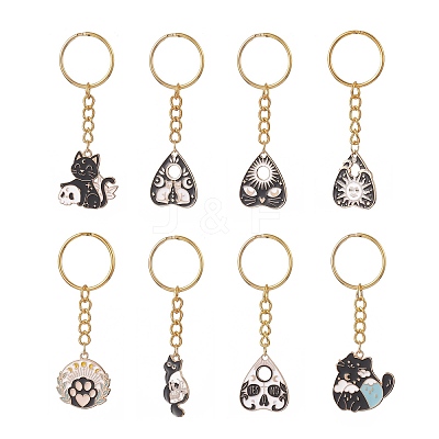 8Pcs Divination Style Alloy Enamel Keychains KEYC-JKC00457-1