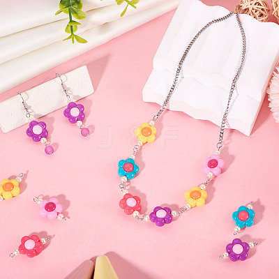 30Pcs 5 Colors Acrylic Beaded Connector Charms PALLOY-TAC0195-1
