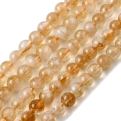 Heated Natural Citrine Beads Strands G-D323-A01-6mm-A-1