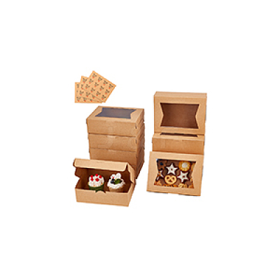 20Pcs Rectangle Kraft Paper Storage Gift Boxes with Clear Visible Window CON-BC0007-42-1-1