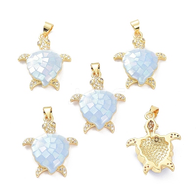Real 18K Gold Plated Brass Micro Pave Clear Cubic Zirconia Pendants KK-D004-05G-C-1