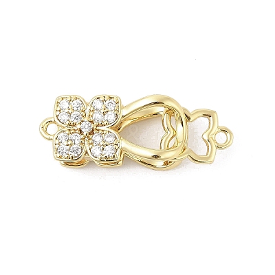 Brass Micro Pave Clear Cubic Zirconia Interlocking Clasps KK-U059-16G-1
