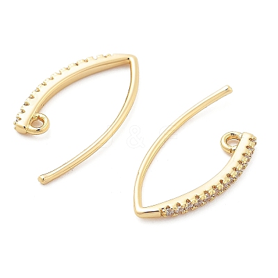 Brass Micro Pave Clear Cubic Zirconia Earring Hooks KK-G516-03G-1