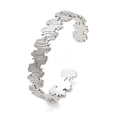 Non-Tarnish 304 Stainless Steel Leaf Cuff Bangles LS-BJEW-G694-10P-1