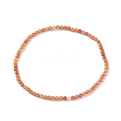3mm Natural Garnet Beads Stretch Bracelet for Girl Women BJEW-JB07284-01-1