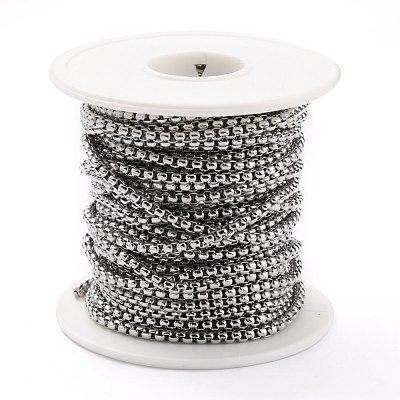 Tarnish Resistant 304 Stainless Steel Box Chains CHS-B001-01P-1