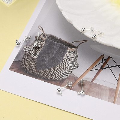 Silver Color Plated Brass Post Earring Findings X-EC593-S-1