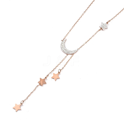 Ion Plating(IP) 304 Stainless Steel with Polymer Clay Rhinestone Necklaces NJEW-G081-09RG-1