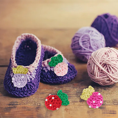 12Pcs 6 Colors Hand Crochet Wool Ornament Accessories DIY-DR0001-09-1