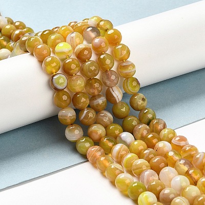 Natural Striped Agate/Banded Agate Beads Strands G-A246-6mm-15-1