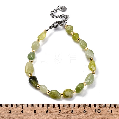 Natural Xiuyan Jade Beaded Bracelets for Women G-P563-07P-09-1