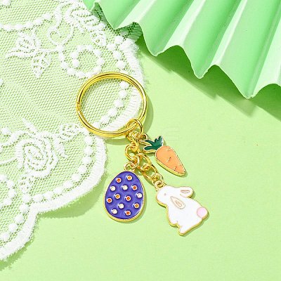 Easter Egg & Rabbit & Carrot Alloy Enamel Pendant Keychain KEYC-JKC00580-04-1