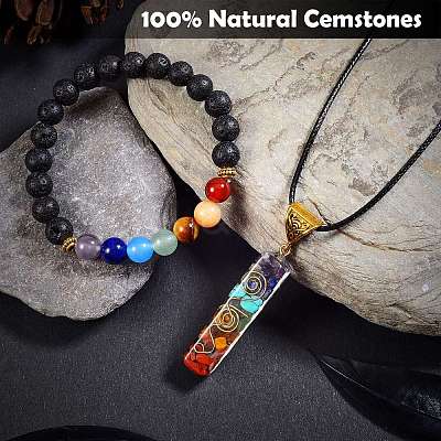 Energy Yoga Chakra Jewelry Set for Girl Women AJEW-SZ0002-12A-1