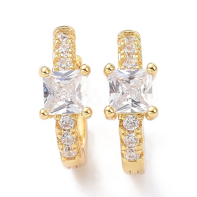 Brass Inlaid Cubic Zirconia Hoop Earrings ZIRC-P090-16G-D-1