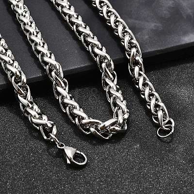 Non-Tarnish Fashionable 304 Stainless Steel Wheat Chain Necklaces X-STAS-A028-N003P-1