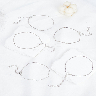5Pcs Iron Chain Anklet Sets AJEW-LP0007-10P-1