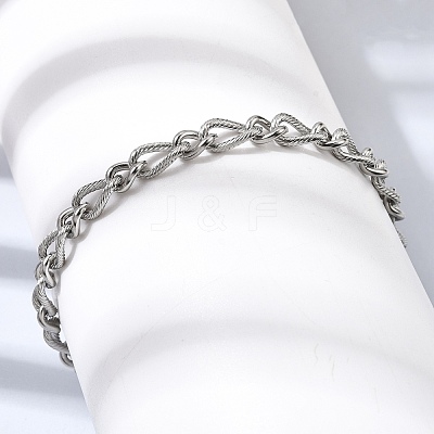 201 Stainless Steel Figaro Chain Bracelets STAS-T077-04P-1
