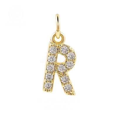 Brass Cubic Zirconia Pendants with Jump Rings FIND-PW0024-09R-1