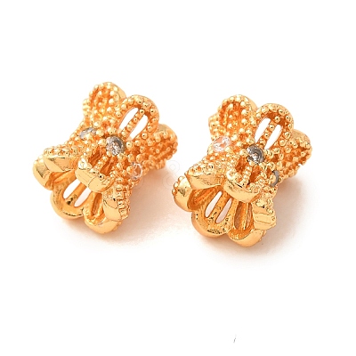 Brass Micro Pave Clear Cubic Zirconia Beads KK-CBA25B2-06G-1