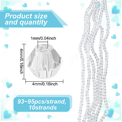 10 Strands Imitate Austrian Crystal Bicone Glass Beads Strands GLAA-HY0001-37B-1