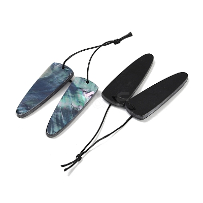 2Pcs Natural Black Lip Shell Pendants FIND-Z079-01B-1