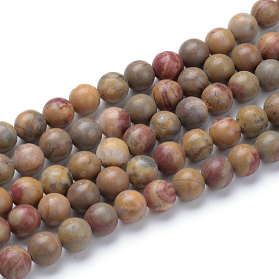 Natural Red Rainbow Jasper Round Beads Strands G-T055-8mm-11-1