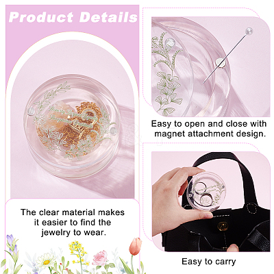 Transparent Acrylic Ring Display Boxes with Magnetic Lid CON-WH0095-116C-1