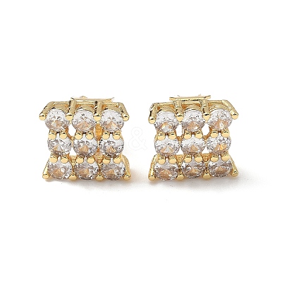 Brass Micro Pave Clear Cubic Zirconia Clip-on Earrings EJEW-A132-02C-G-1