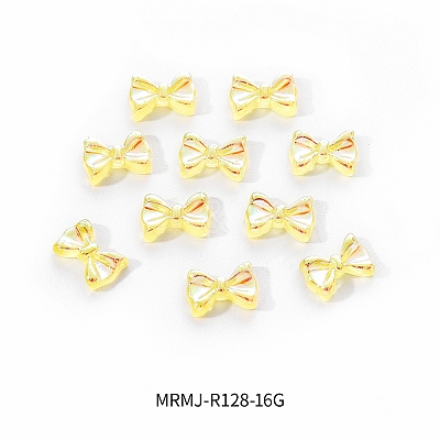 Electroplated Bowknot Resin Cabochons MRMJ-R128-16G-1