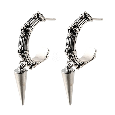 C-Shaped with Cone Brass Stud Earrings EJEW-S261-06G-1