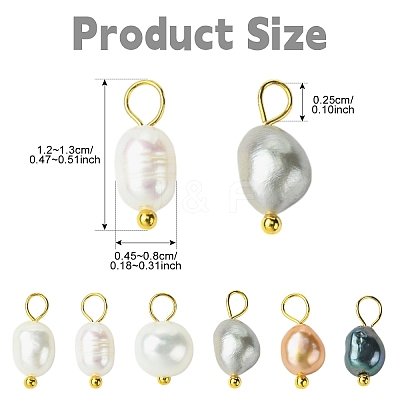 10Pcs Natural Cultured Freshwater Pearl Rice Charms PALLOY-YW00075-1